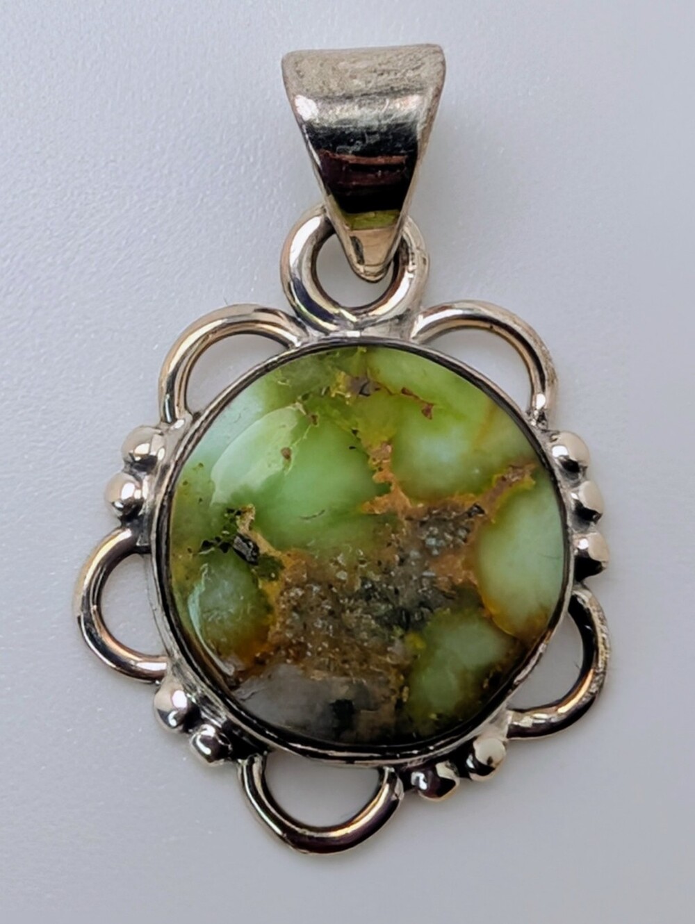 Palomino Turquoise Round Circle Pendant S925 Sterling Silver
